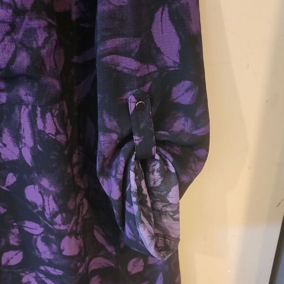 Rock &Republic Purple Floral Zip-Up Top XXL - Picture 4 of 5